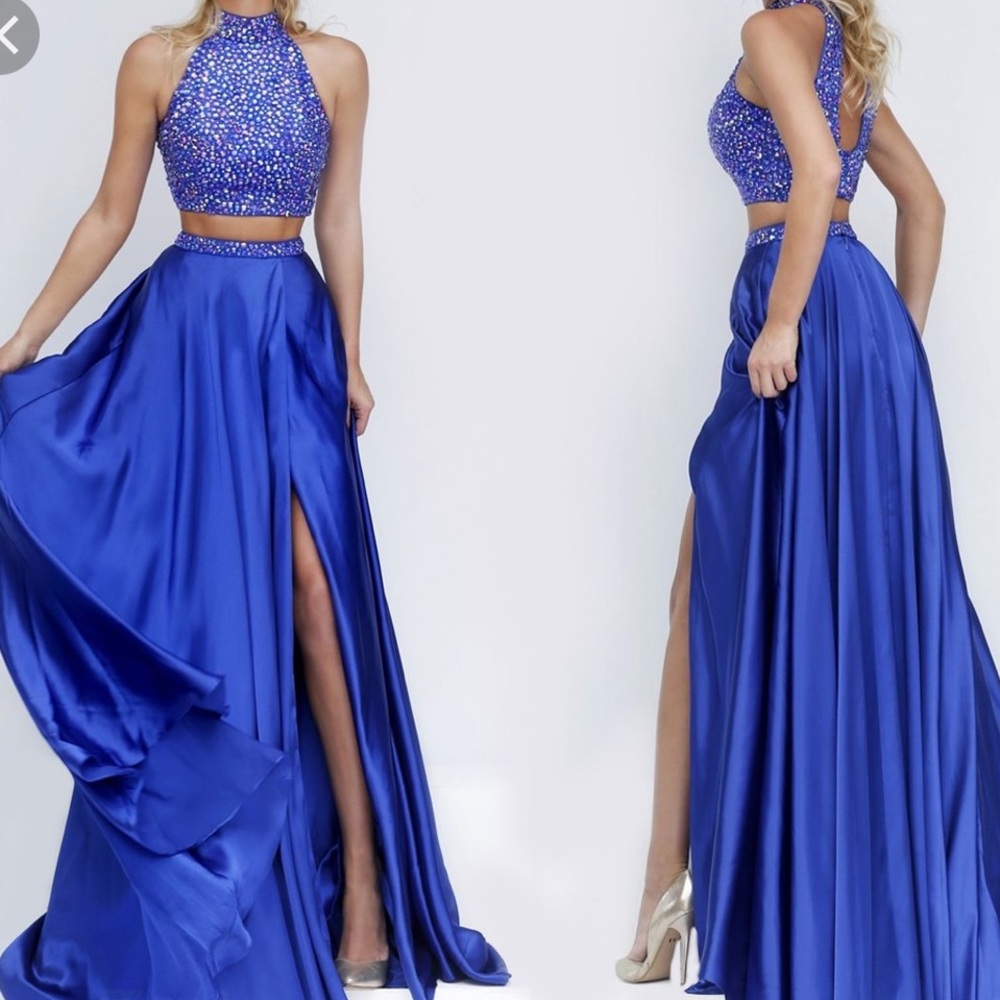Prom Girl Two Piece Slit Dress